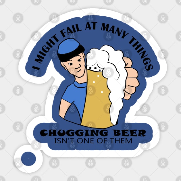 Funny Chugging Beer Drinking Party Sticker by DesignFunk